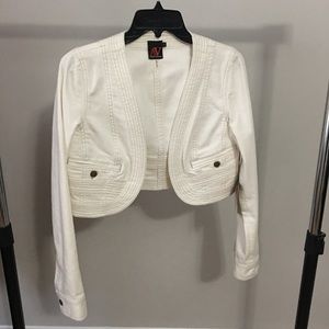 Adrienne Vittadini AV White Denim Bolero